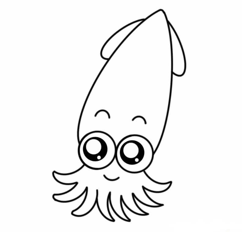 Dibujo de Calamar Beb Sonriendo para Colorear