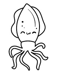 Dibujo de Calamar Kawaii para Colorear