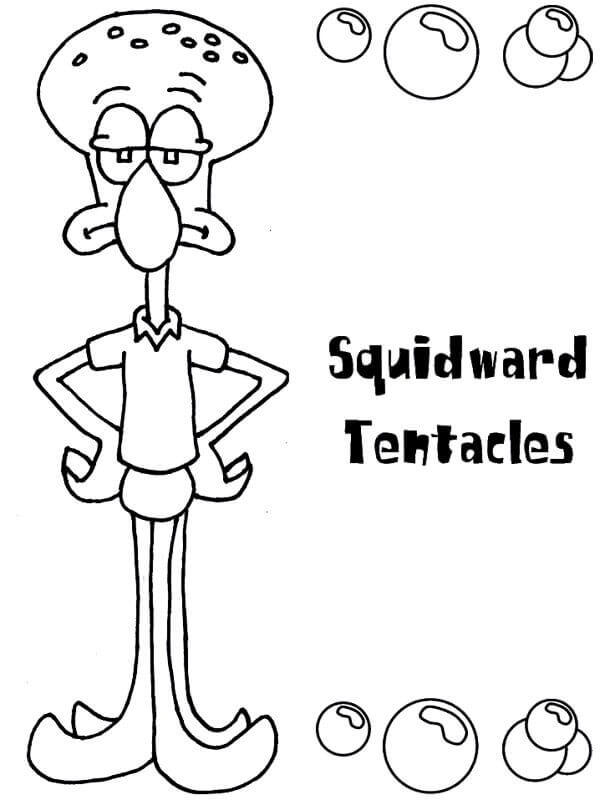 Dibujo de Calamardo Tentculos para Colorear