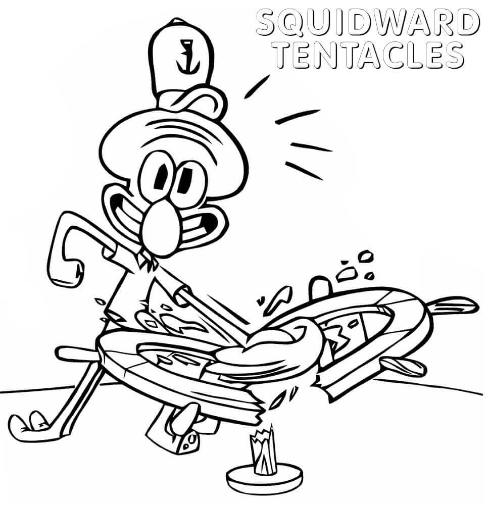Dibujo de Divertidos Tentculos de Calamardo para Colorear