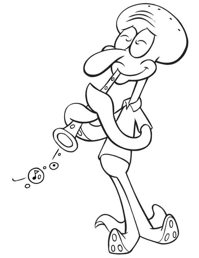 Dibujo de Flauta de Tentculos de Calamardo para Colorear