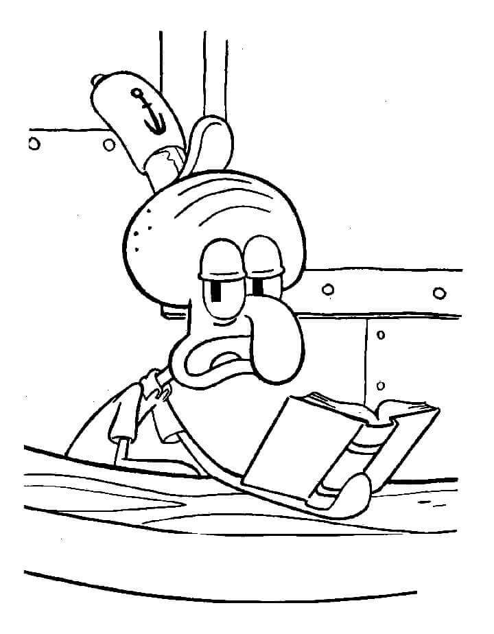Dibujo de Lectura de Tentculos de Calamardo para Colorear