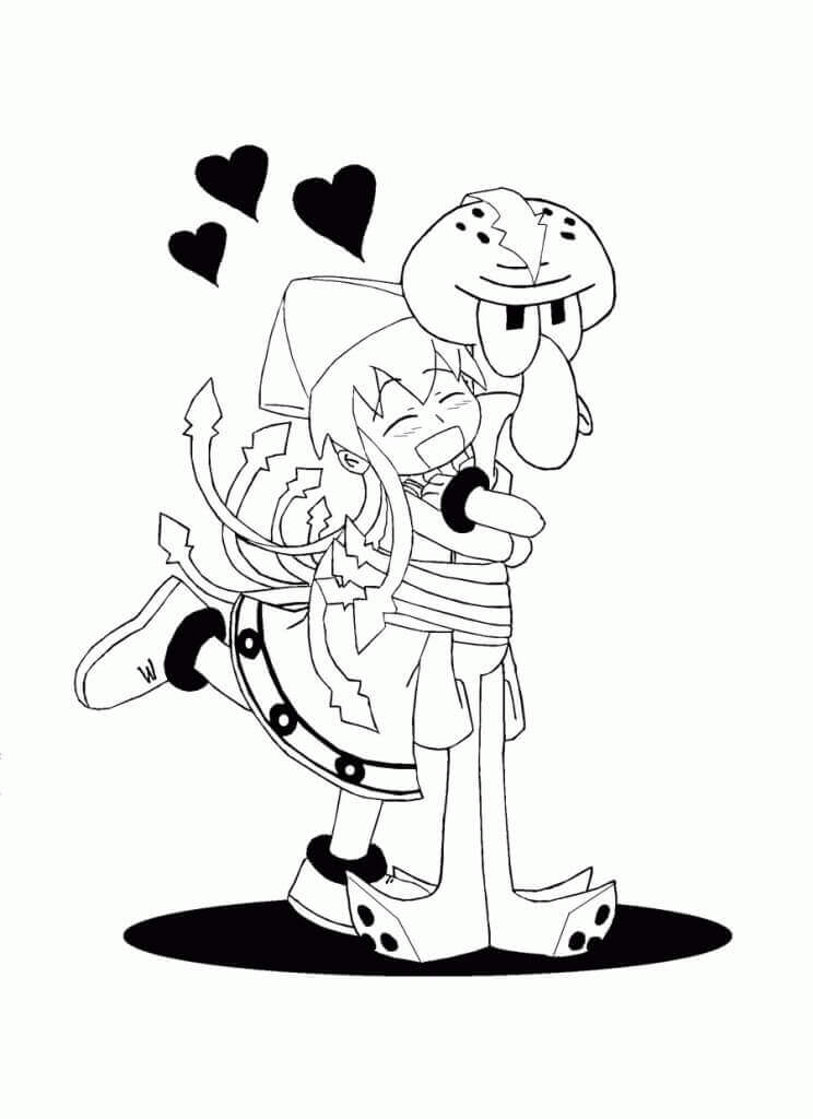 Dibujo de Me Encantan los Tentculos de Calamardo para Colorear
