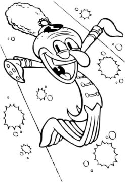 Dibujo de Tentculos de Calamardo Feliz para Colorear