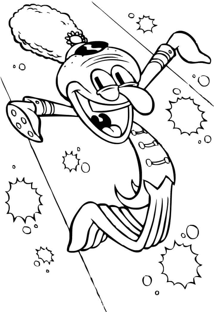 Dibujo de Tentculos de Calamardo Feliz para Colorear