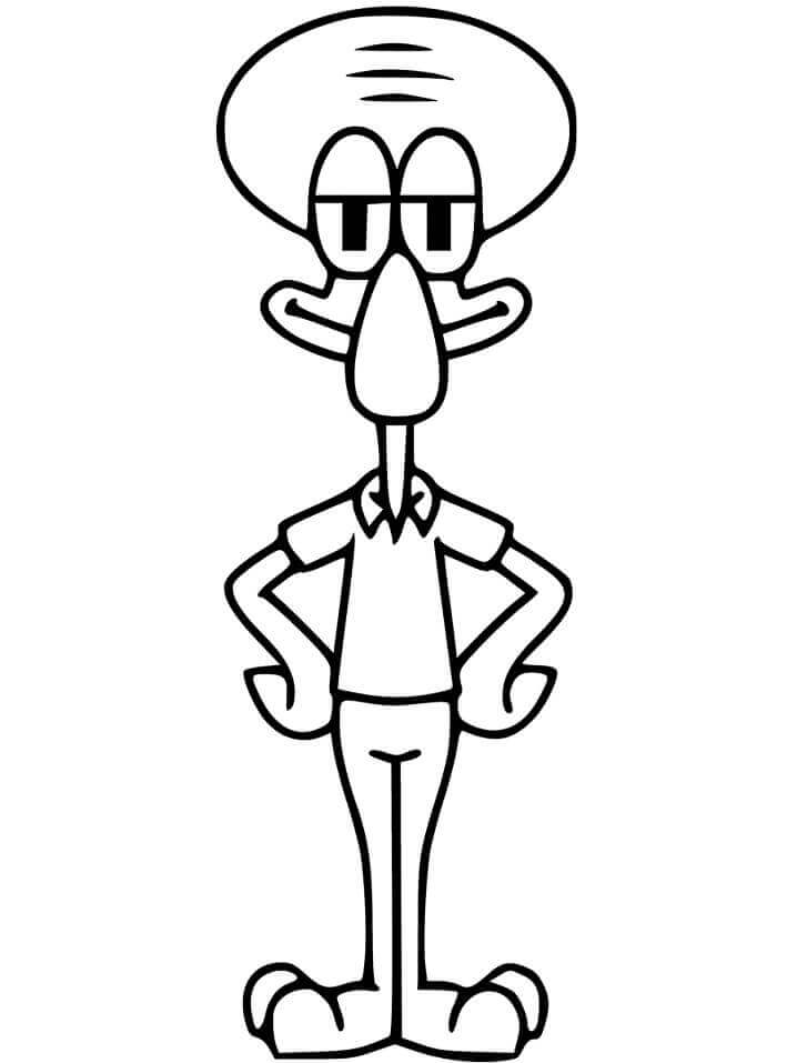 Dibujo de Tentculos de Calamardo Sonriente para Colorear