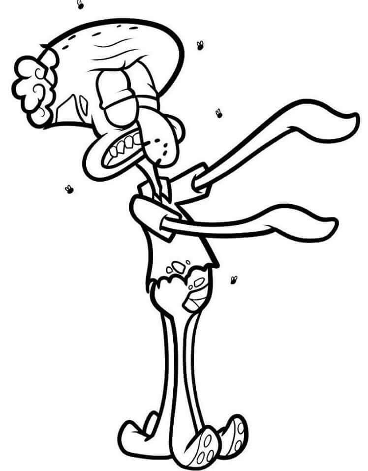 Dibujo de Tentculos de Calamardo Zombi para Colorear