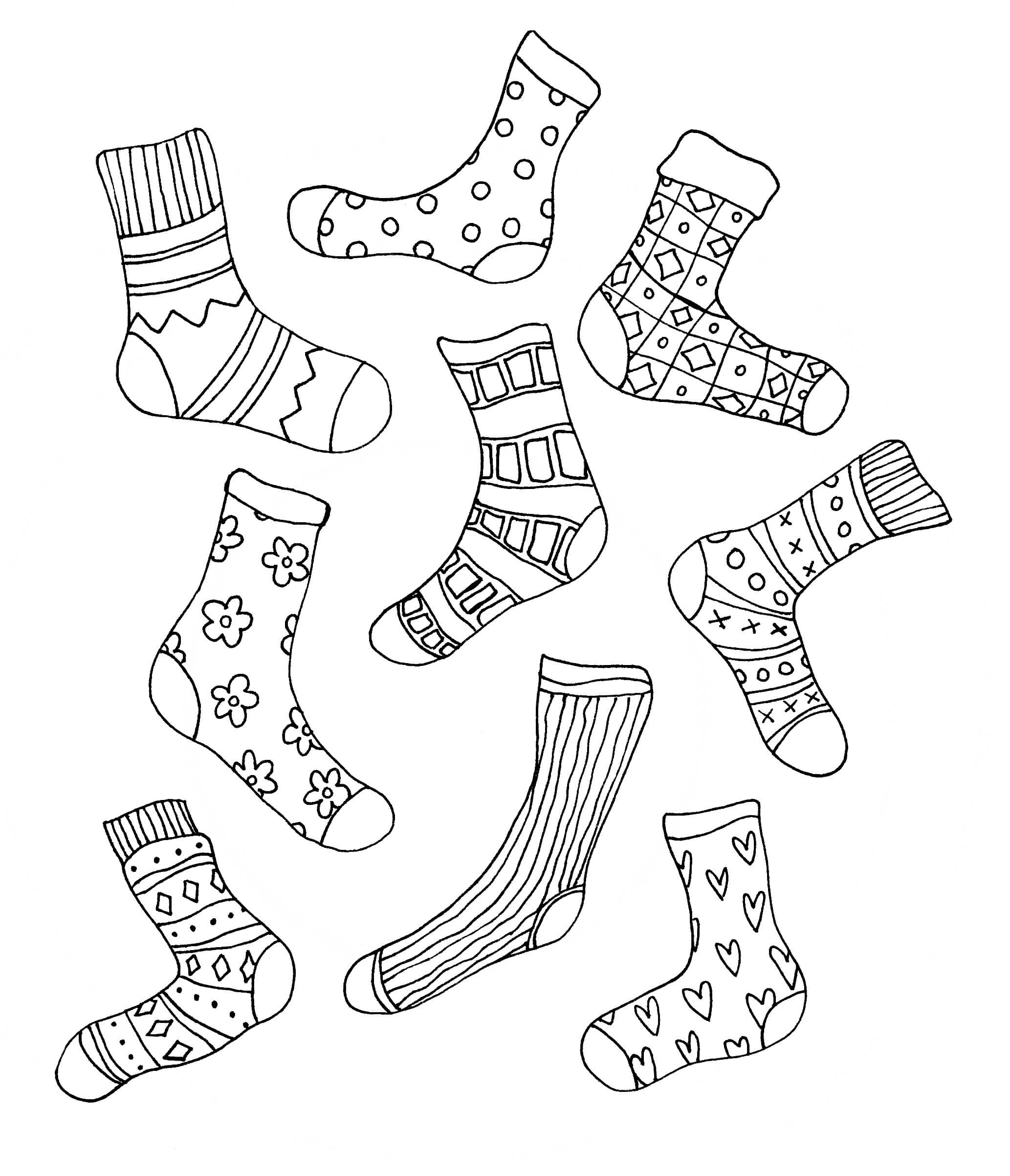 Dibujo de Calcetines Imprimibles para Colorear