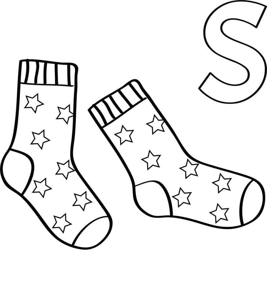 Dibujo de Calcetines y Letra S para Colorear