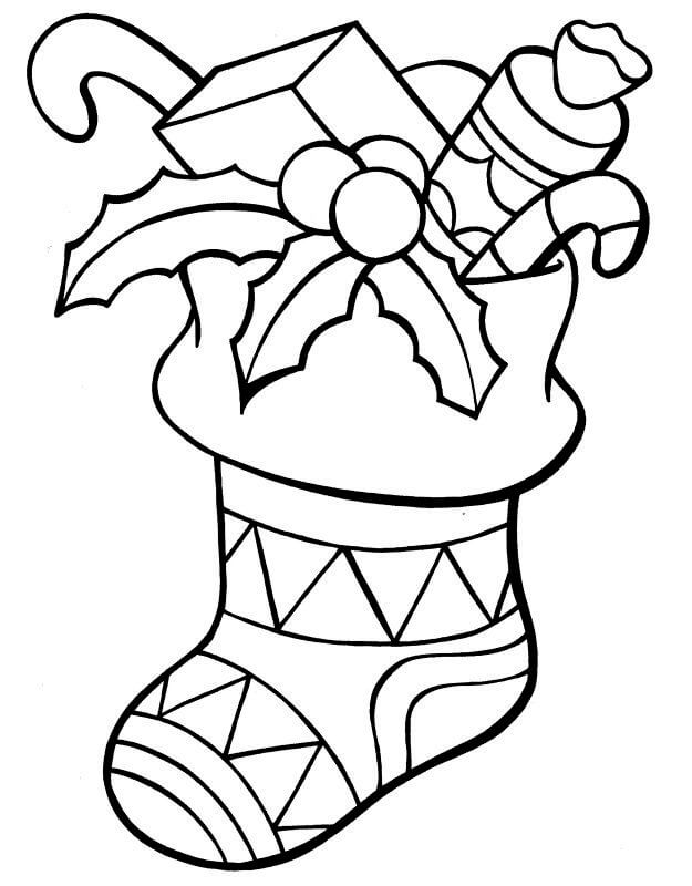 Dibujo de Calcetn de Navidad para Colorear