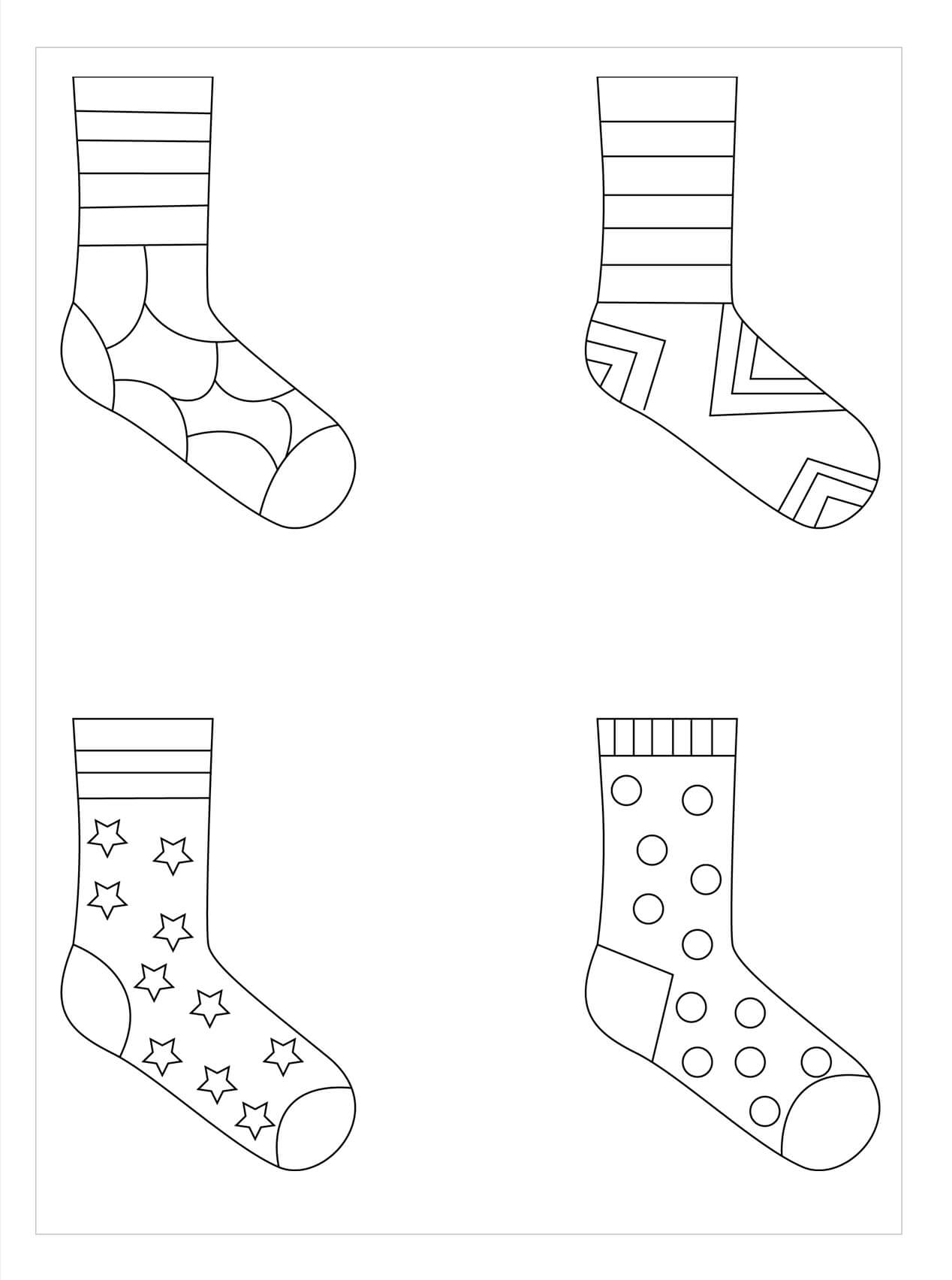 Dibujo de Cuatro Calcetines para Colorear