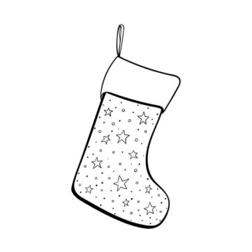 Dibujo de Lindo Calcetn de Navidad para Colorear