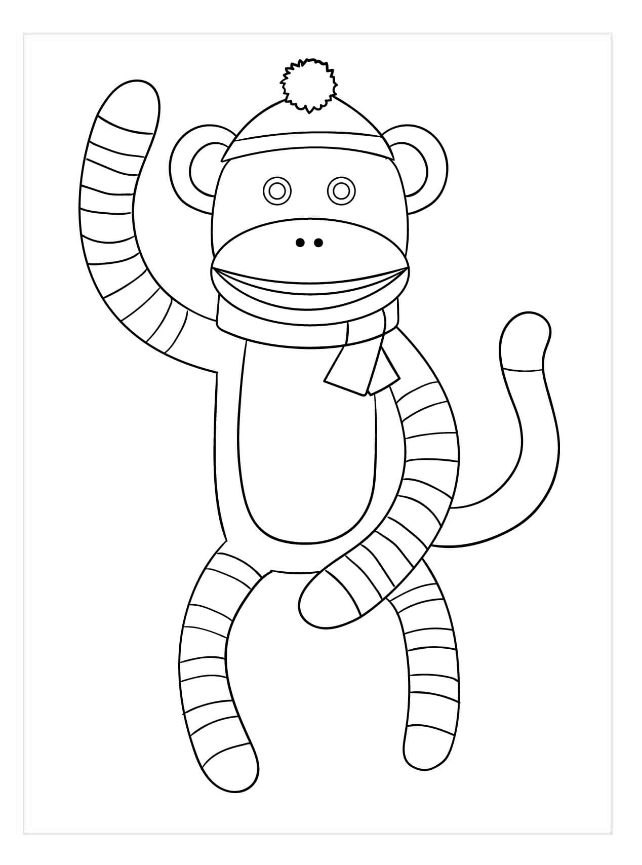 Dibujo de Mono Calcetn para Colorear