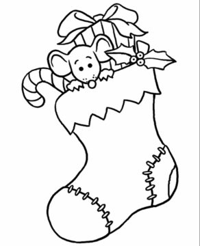 Dibujo de Un Gran Calcetn con Navidad para Colorear