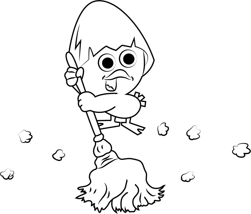 Dibujo de Calimero Haciendo las Tareas del Hogar para Colorear