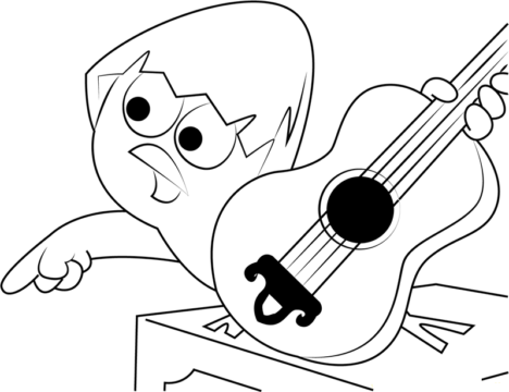 Dibujo de Calimero Tocando la Guitarra para Colorear