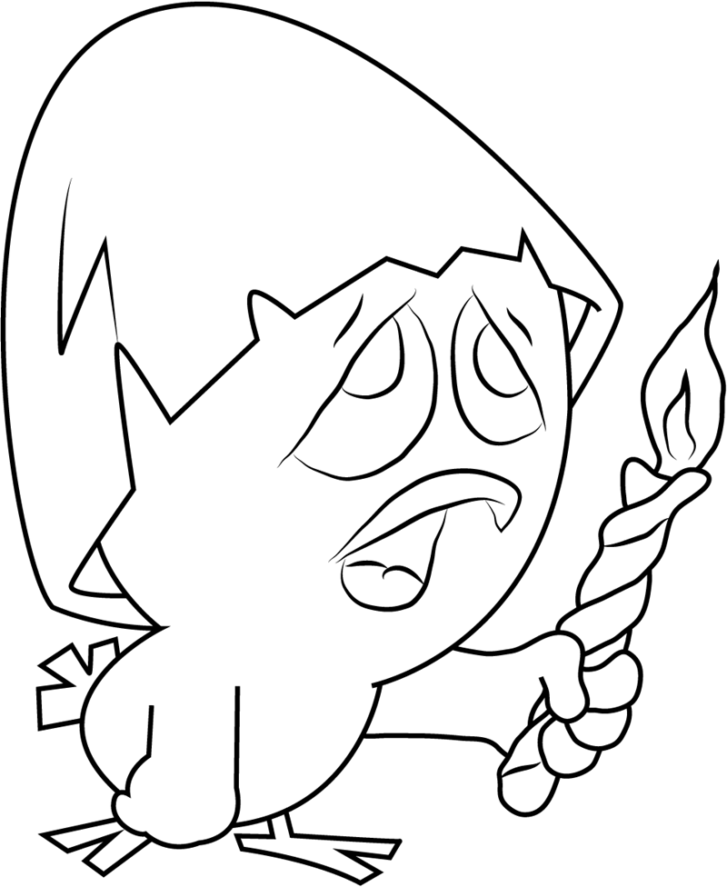 Dibujo de Calimero Triste con Vela para Colorear