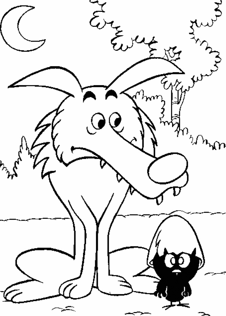 Dibujo de Calimero y el Lobo para Colorear