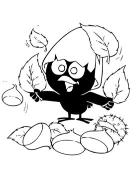Dibujo de Calimero y Hojas para Colorear