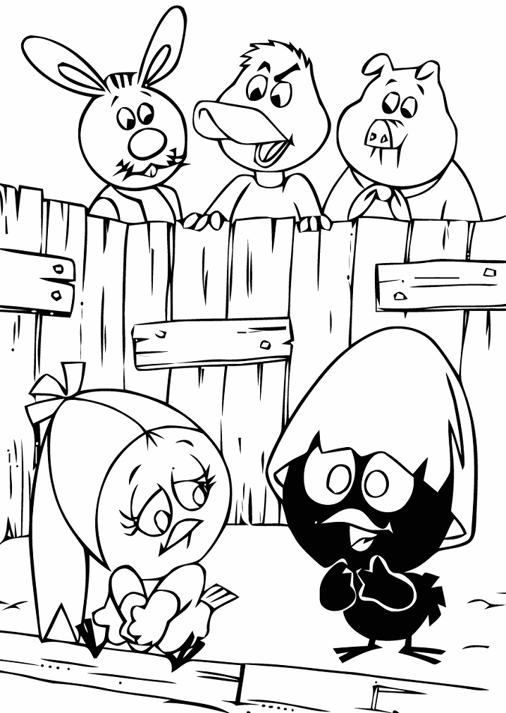 Dibujo de Calimero y Priscilla para Colorear