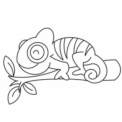 Dibujo de Lindo Camalen Sonriente para Colorear