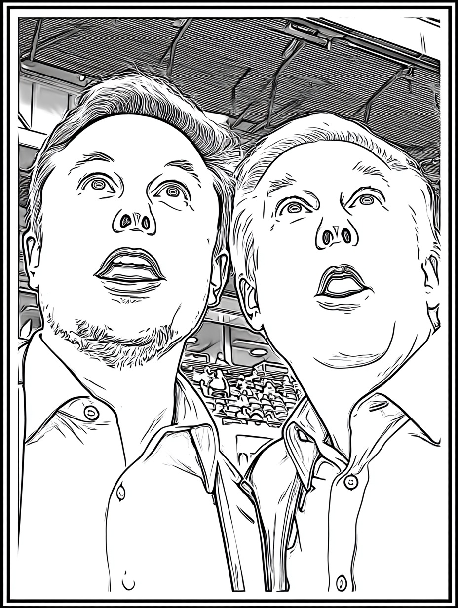 Dibujo de Imgi 3 Elon Musk Trump Look Up Coloring Page 2 para Colorear
