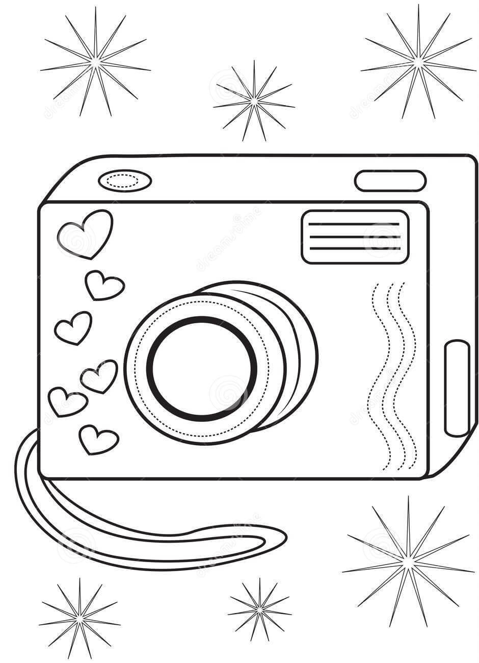 Dibujo de Cmara con Estrella para Colorear