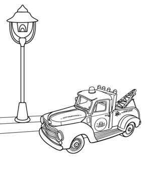 Dibujo de Tow Truck At Night Coloring Pages para Colorear