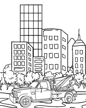Dibujo de Tow Truck In The City Coloring Pages para Colorear