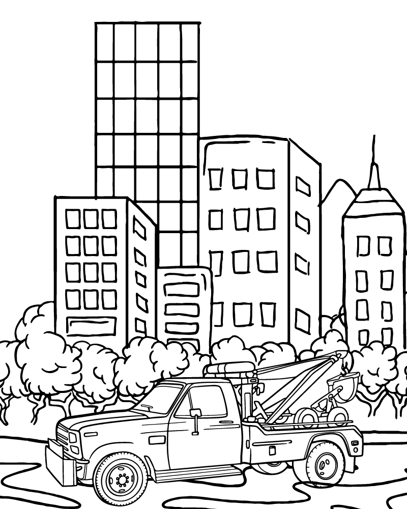 Dibujo de Tow Truck In The City Coloring Pages para Colorear