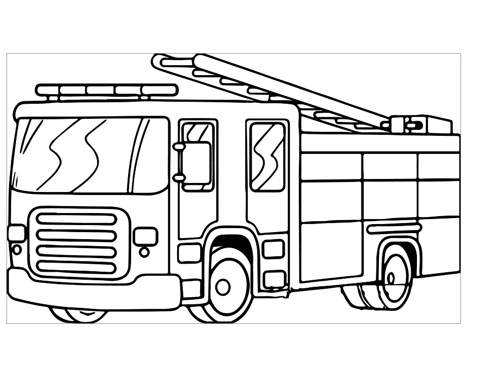 Dibujo de Buen camión de Bomberos para Colorear