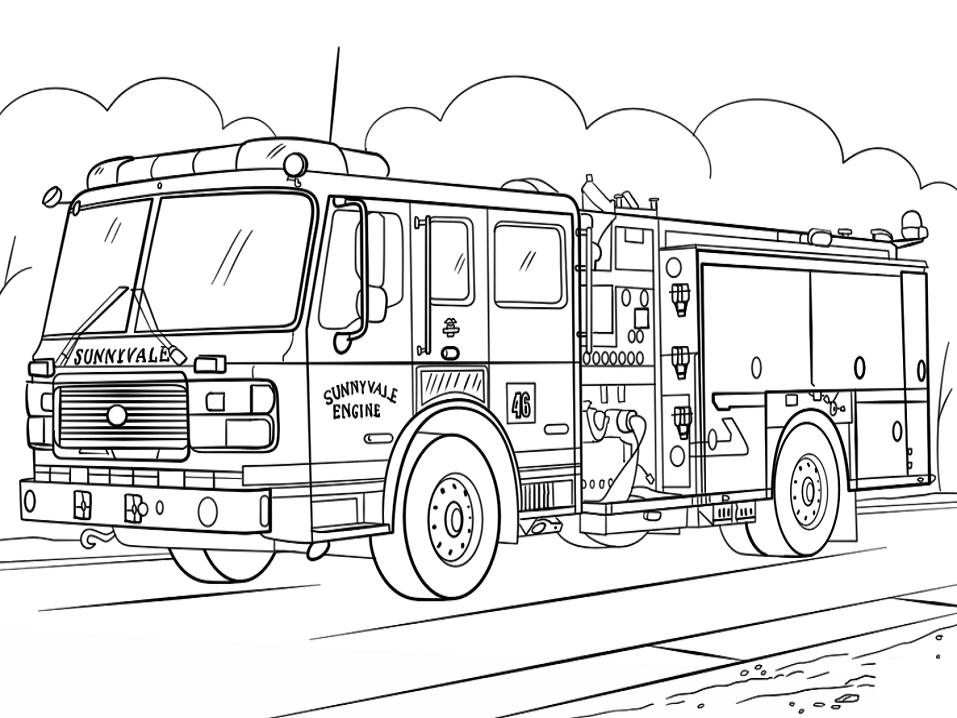 Dibujo de Camión de Bomberos de Sunnyvale para Colorear