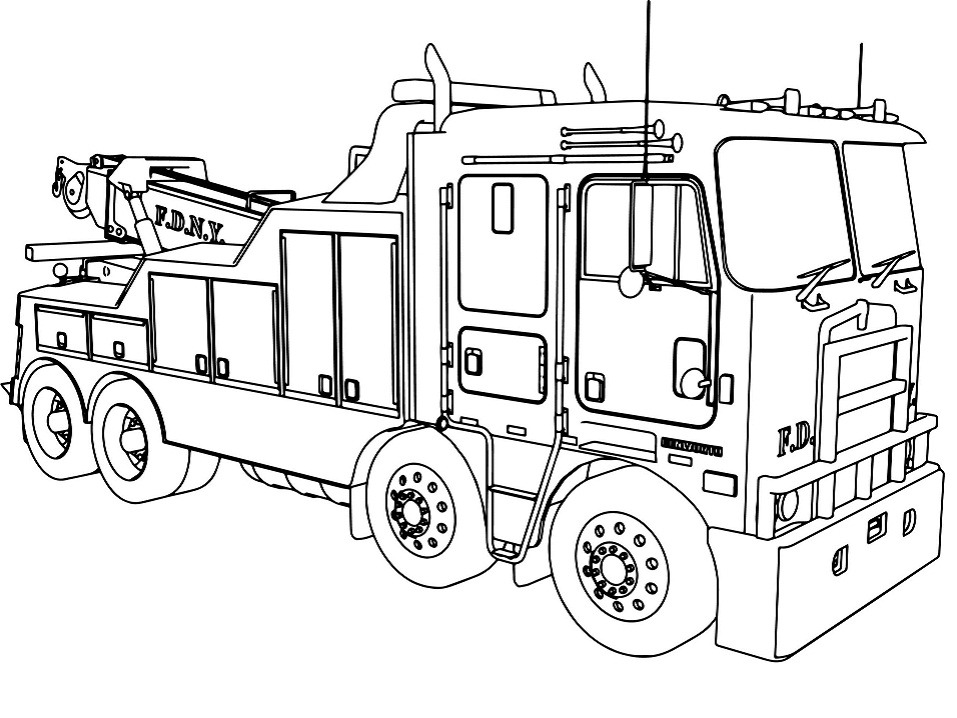 Dibujo de Camión de Bomberos Impresionante para Colorear