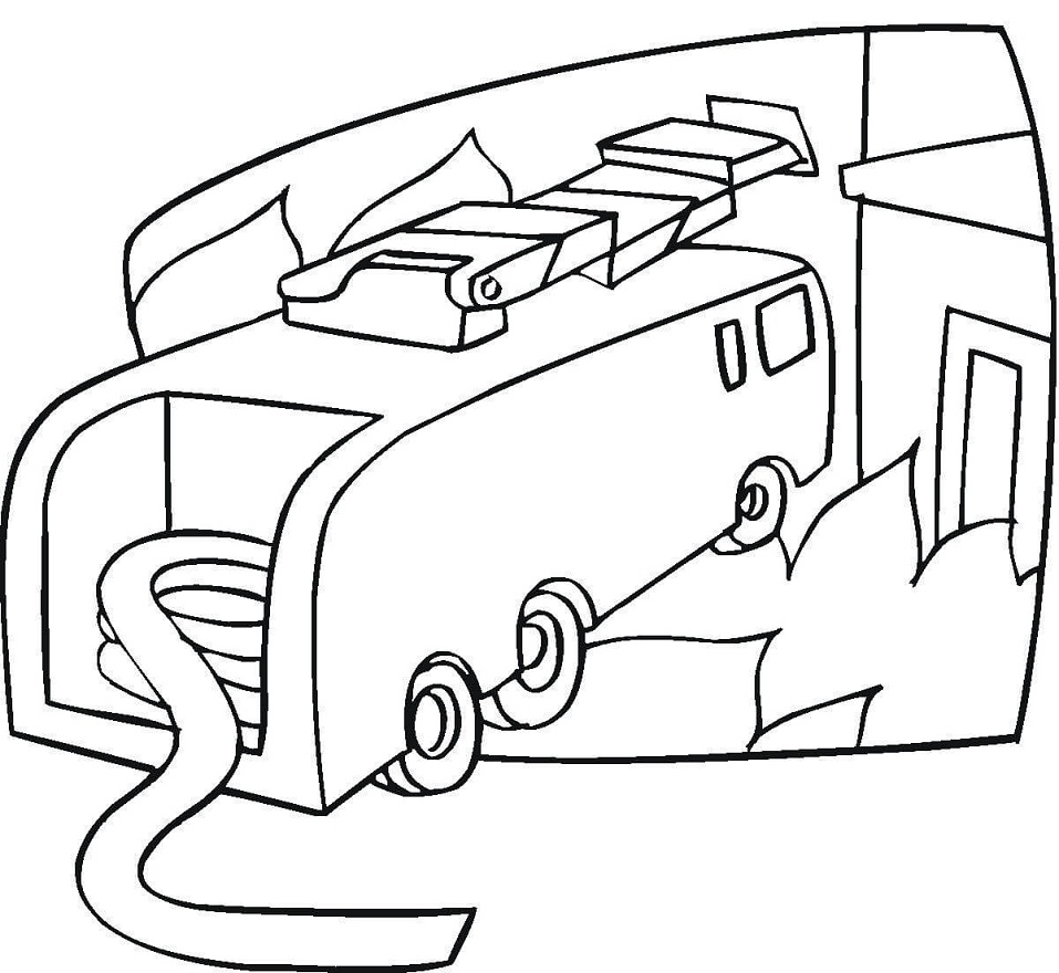 Dibujo de El camión de Bomberos Esta Listo para Colorear