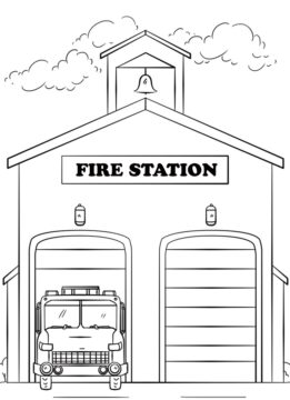 Dibujo de Estación de Bomberos para Colorear