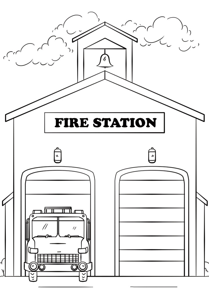 Dibujo de Estación de Bomberos para Colorear