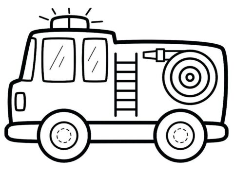 Dibujo de Lindo camión de Bomberos para Colorear