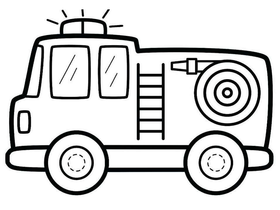 Dibujo de Lindo camión de Bomberos para Colorear