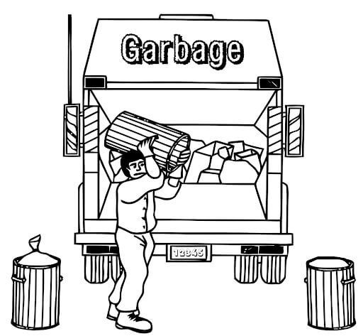 Dibujo de Camiones de Basura y Recolectores de Basura para Colorear