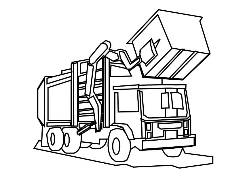 Dibujo de Camin de Basura Simple para Colorear