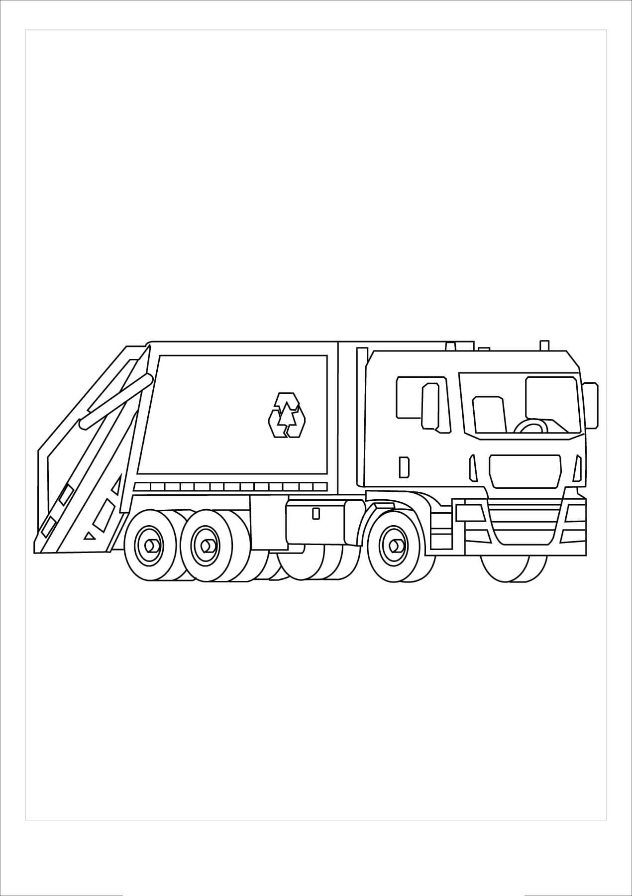Dibujo de Camin de Basura con Cargador Trasero para Colorear