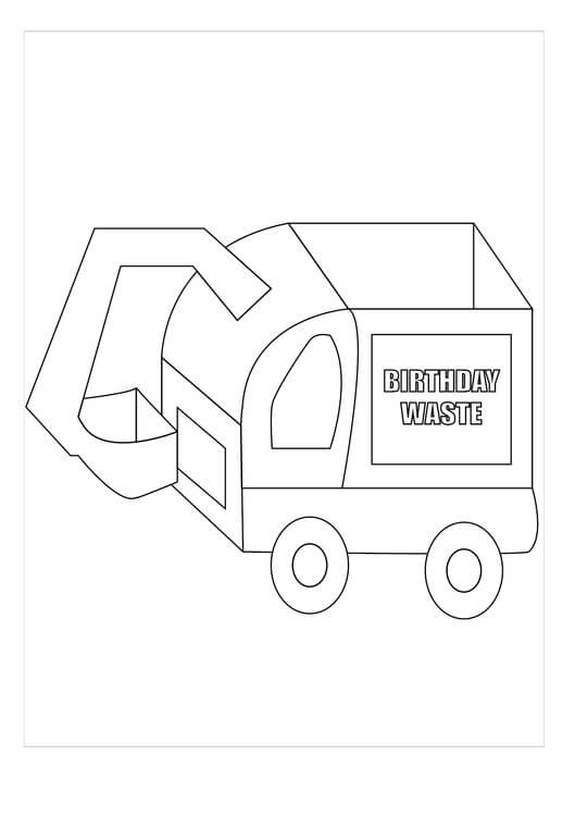 Dibujo de Camin de Basura de Cumpleaos para Colorear