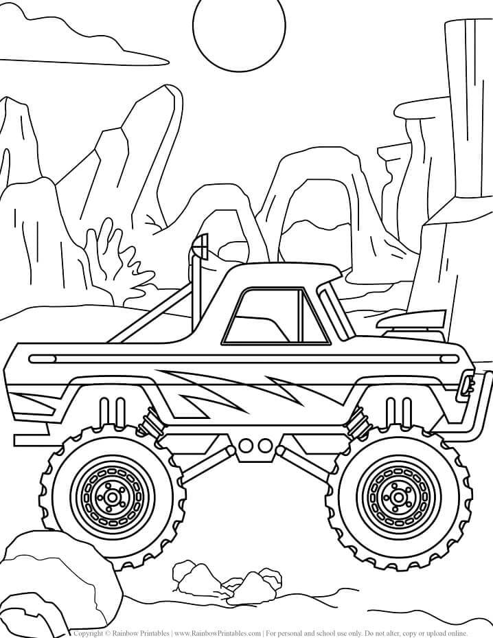 Dibujo de Camin Monstruo en el Desierto para Colorear