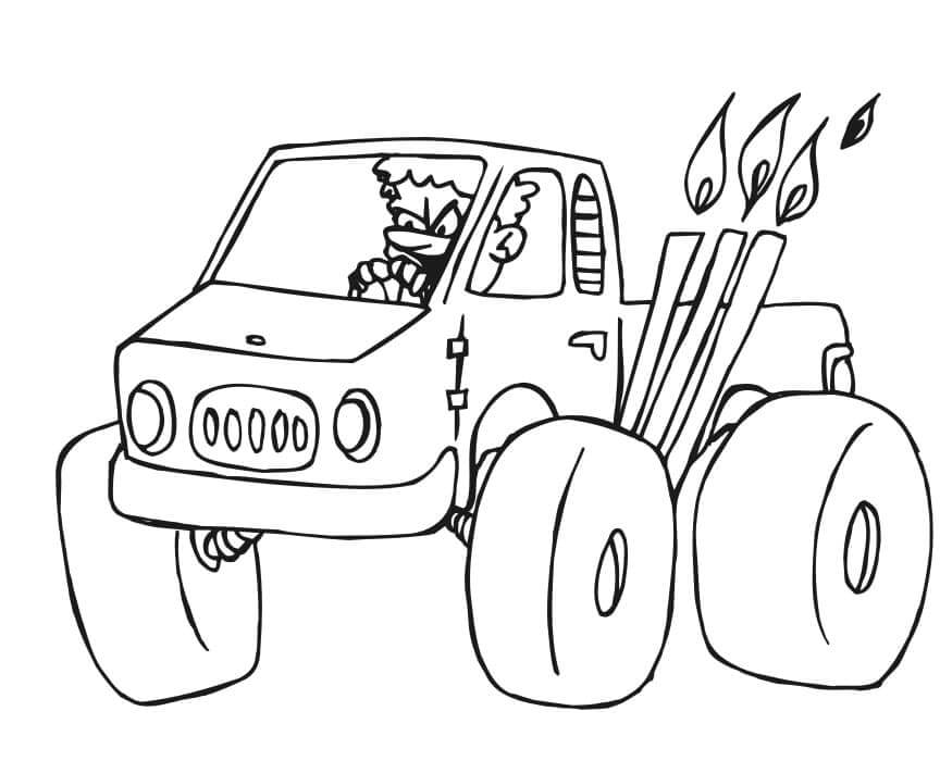 Dibujo de Conductor de Camin Monstruo Enojado para Colorear