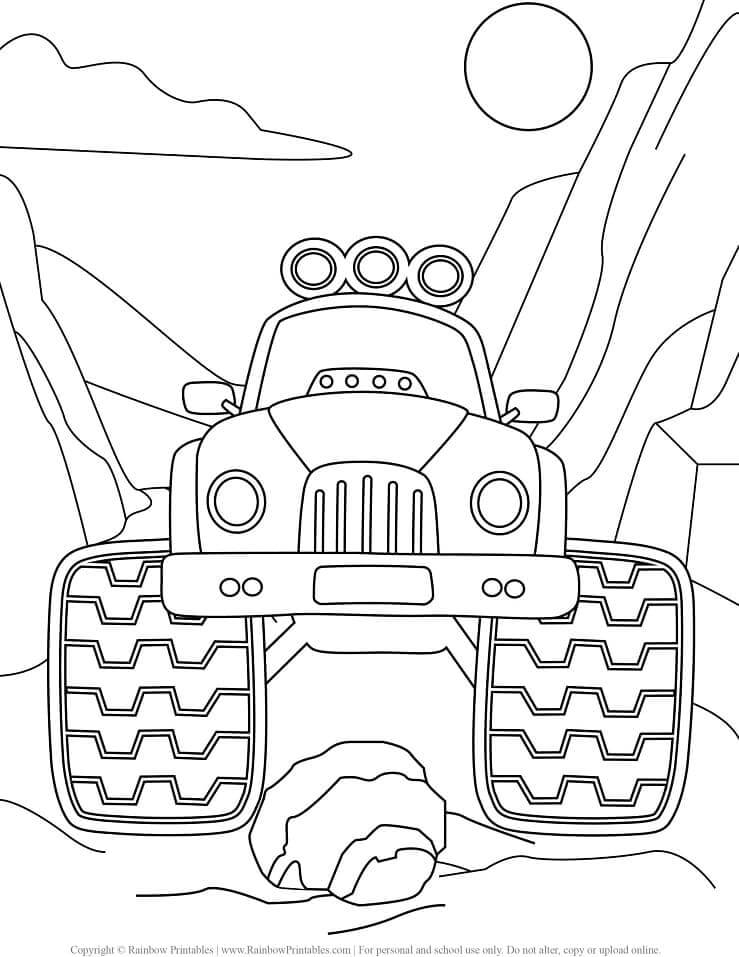 Dibujo de Desierto de Camin Monstruo para Colorear