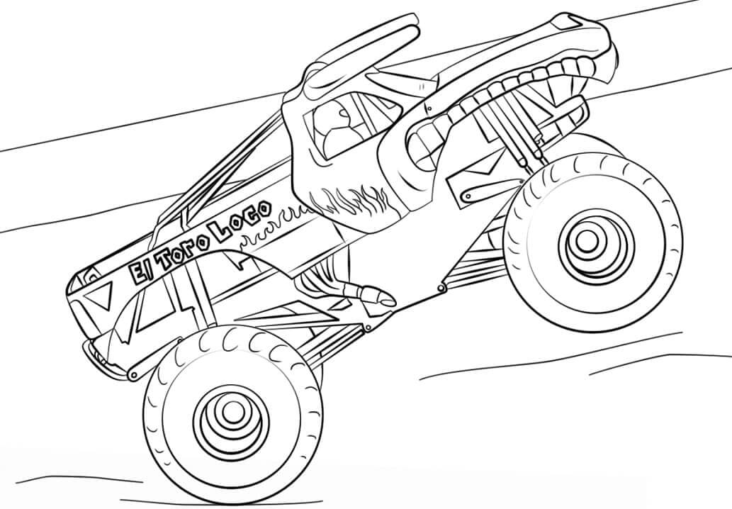 Dibujo de El Toro Loco Camin Monstruo para Colorear