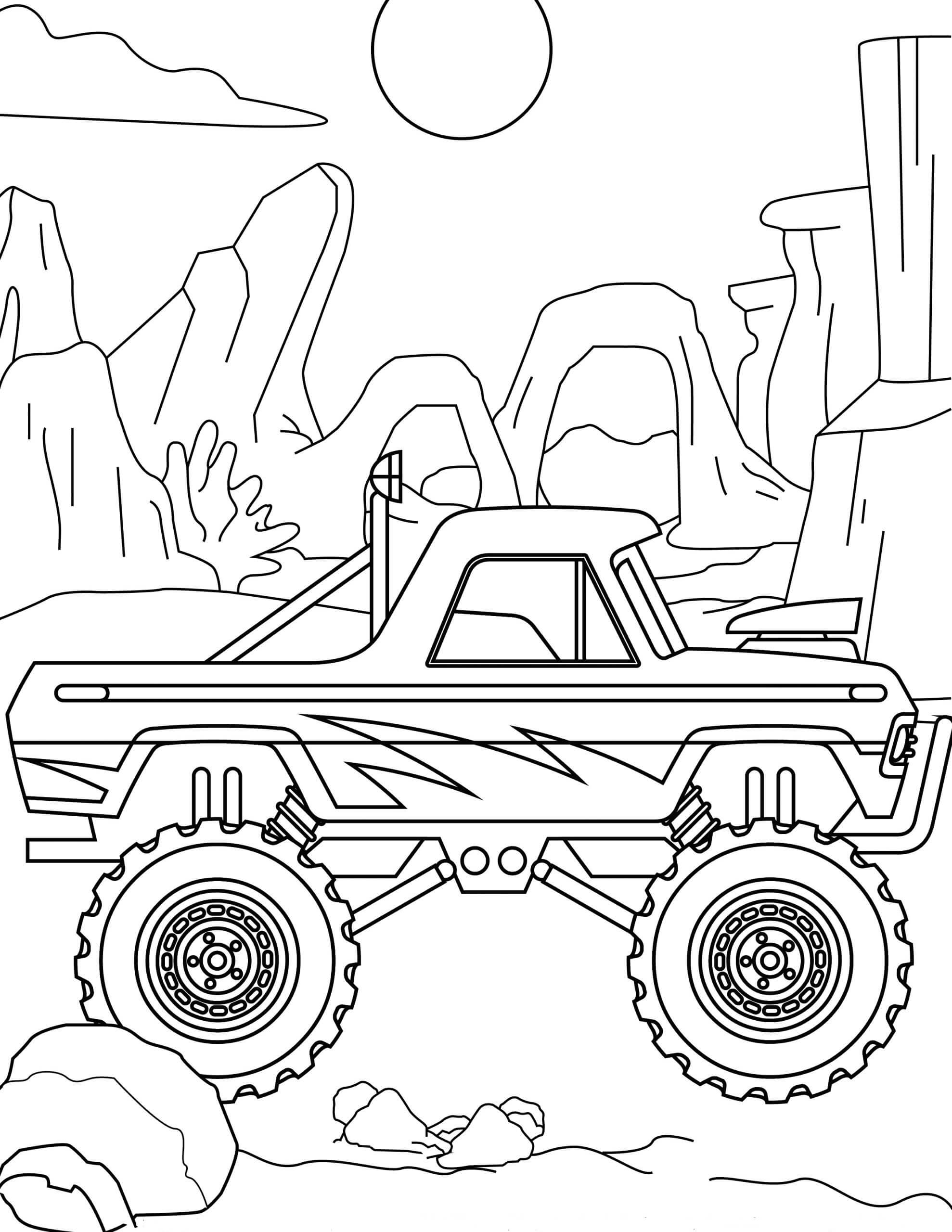 Dibujo de Bonito camión Monstruo para Colorear