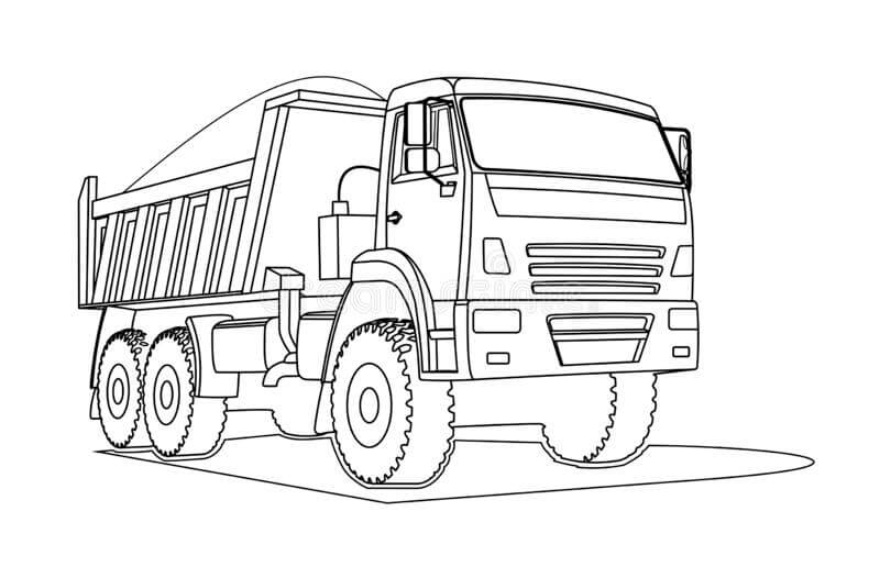 Dibujo de Camión Volquete Grande de Contorno para Colorear