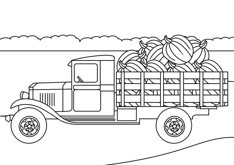 Dibujo de Camionetas de Frutas para Colorear