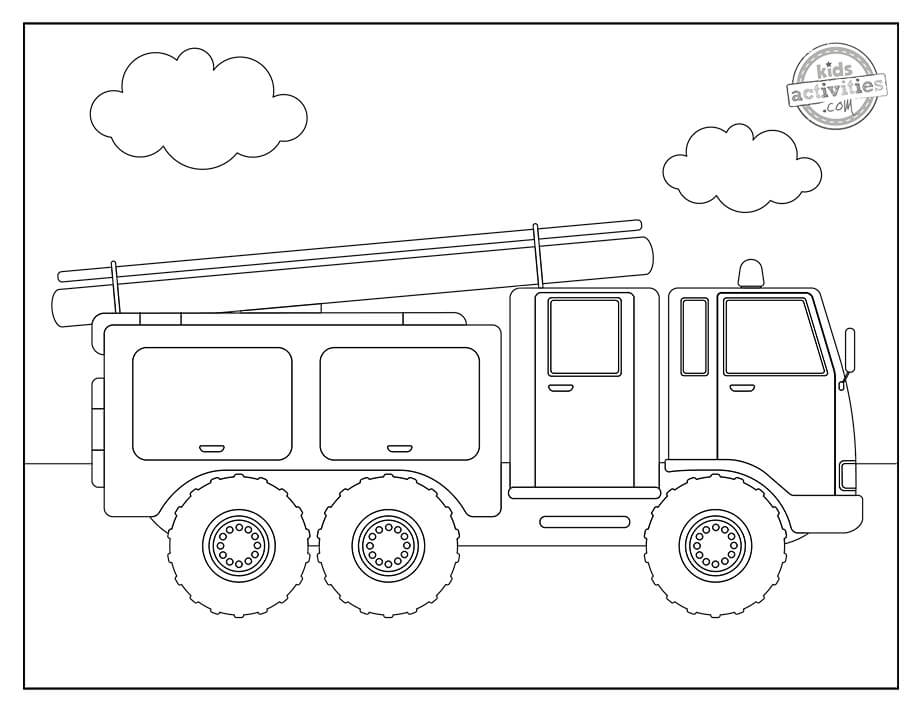 Dibujo de Mejor camión de Bomberos para Colorear